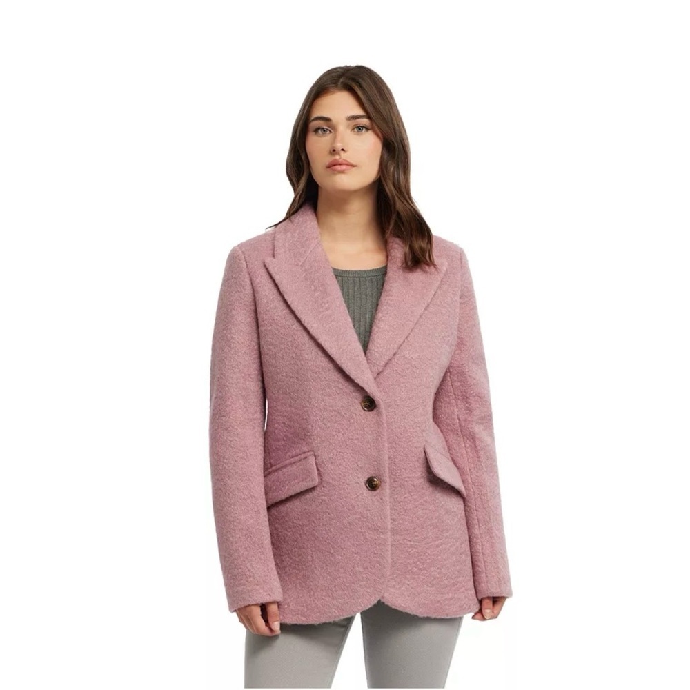 Anthropology Women’s large Ellen Tracy Pink Boucle single button coat $229 nwt - Picture 3 of 8
